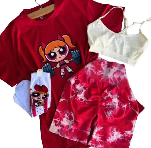 Cute Powerpuff Blossom Girls Gym Shirt, Family Matching T Shirt, Girl Power Tee, Hero Outfit, Cartoon Character Gift, Powerpuff Girls Merchandise