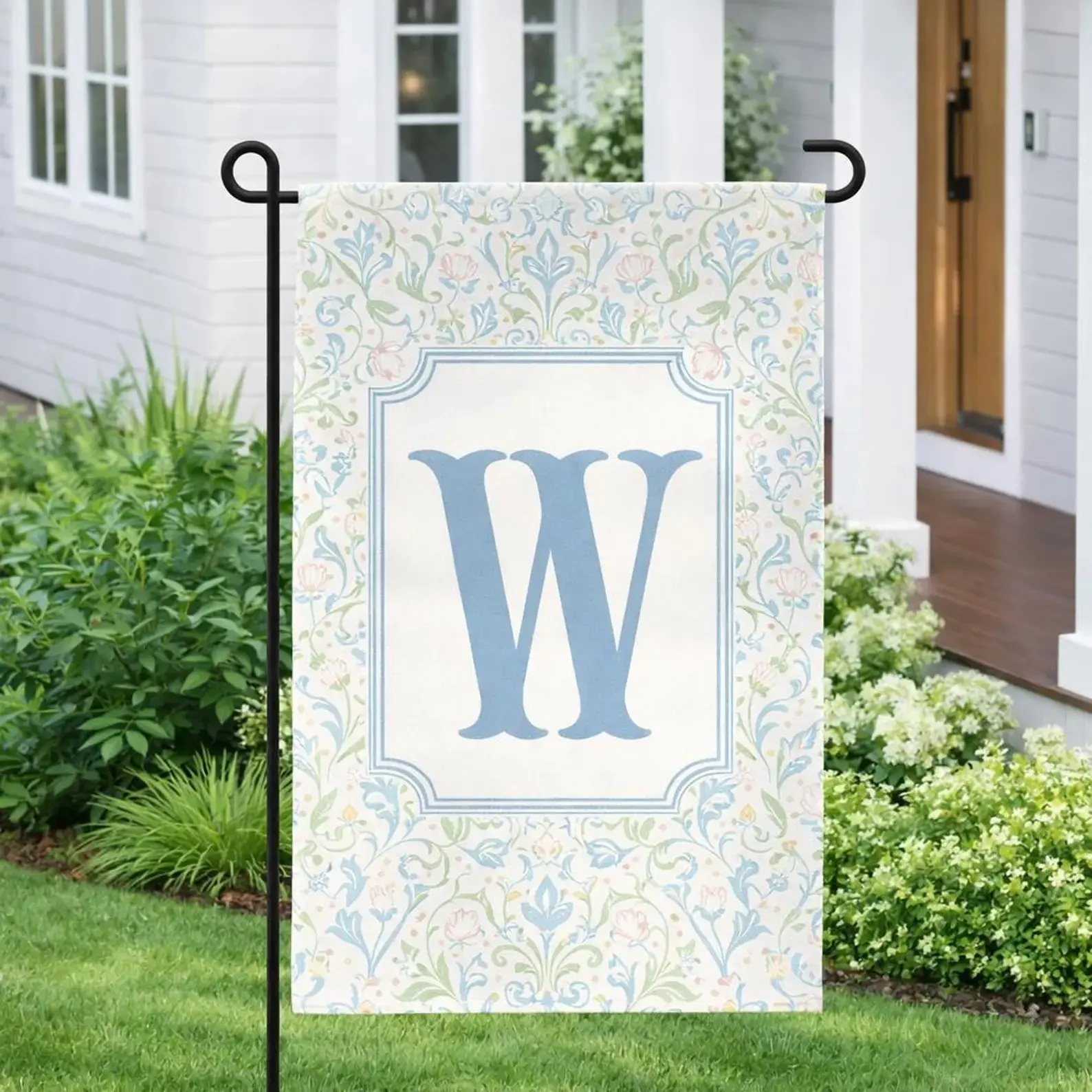 [Sale off up to 65%][Free Ship][No Pole] Custom Name Grandmillennial Floral Garden Flag, Spring Welcome Flag, Summer Garden Flag, Floral Monogram Outdoor Flag, Housewarming Gift