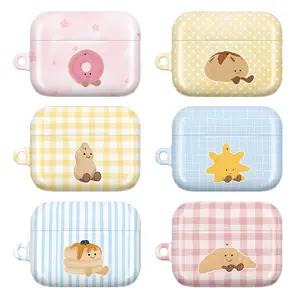 Cute Bakery AirPods Case for AirPods 1 2 3 4, AirPods Pro 1 2 3, Pastel Gingham Dessert Aesthetic Earbuds Cover, Sweet Protective Case