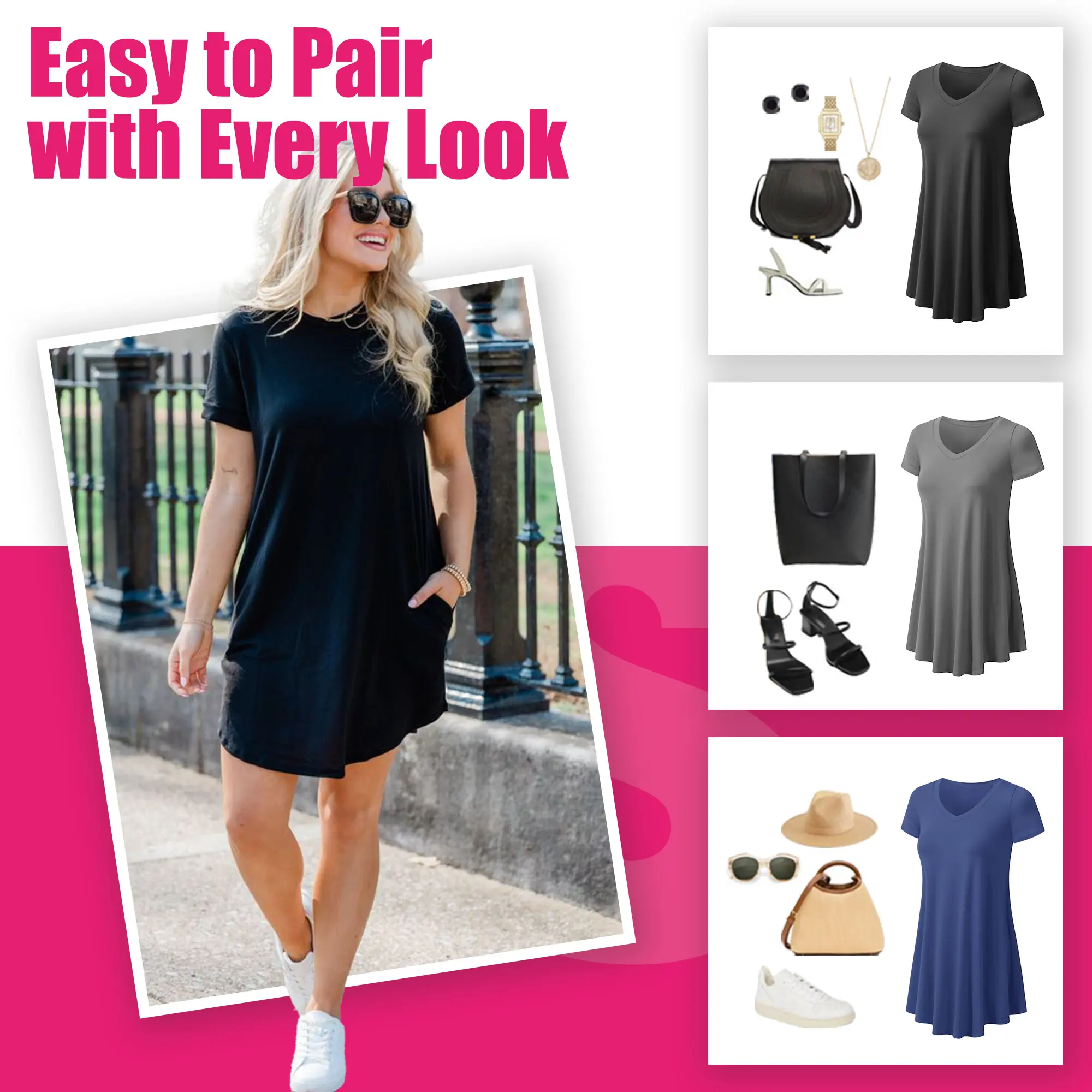 SHOWITTY 2-Pack Women's Casual T-Shirt Dresses with Pockets, Plus Size  Relaxed Swing Fit Summer Wear Summer Outfits - TikTok Shop