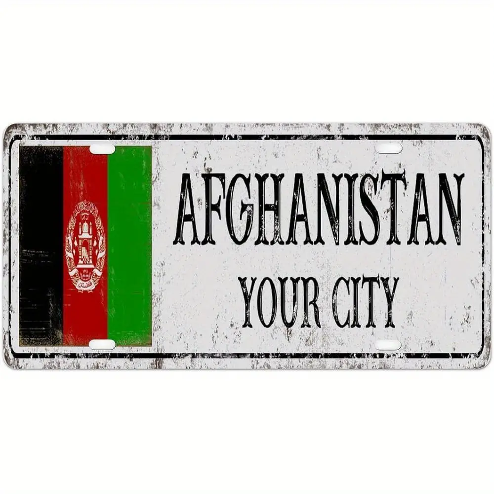 License Plate Customized City Name License Plate Cover, Afghanistan Aluminum Novelty License Plate, Metal License Plate for Men Women, 6 X 12 Inch