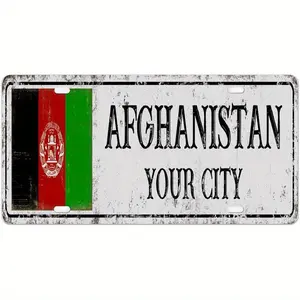 License Plate Customized City Name License Plate Cover, Afghanistan Aluminum Novelty License Plate, Metal License Plate for Men Women, 6 X 12 Inch
