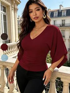 Elegant Plus Size Top for Women, Chic Commute Style or Spicy Girl Vibe, Bright and Feminine, Perfect for Daily Blouse