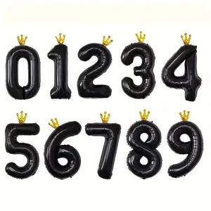 Crown Number Balloon, 1 Set Crown Shaped Number Balloon, First Birthday Party Background Decoration, Party Supplies, Festive & Party Supplies