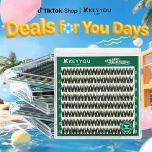 KEYYOU Flora Single Length DlY Lash Cluster Invsible Band Natural 8mm 10mm 12mm 14mm 16mm 18mm Waterproof Long-Lasting Eyelashes Extensions 80pcs D Curl Easy to Use for Flawless Look #DealsForYouDays
