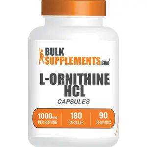 BulkSupplements L-Ornithine HCl Capsules - Edible - Amino Acids - Workout - 180 Capsules - 1000mg per Serving