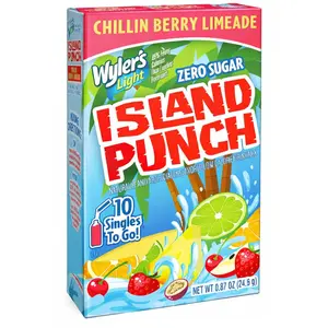 12x Wyler's Light Island Punch Chillin Berry Limeade - Hydration Powder Drink Mix Singles To Go Pack - Refreshing Beverage