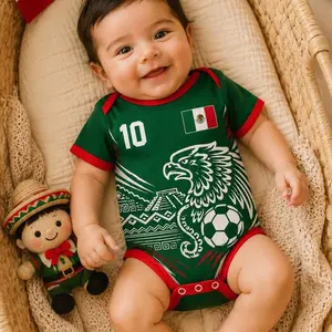 Custom Name Mexico Baby Soccer Bodysuit, Personalized Football Infant Jersey, Mexico Fan Baby Clothes, Sports Baby Shower Gift for Boy Girl 45X
