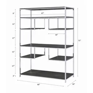 Rustic Grey Oak and Chrome 8-Shelf Bookshelf,Tall Bookcase Shelf for CDs/Movies/Books, Home Office Bookcase Shelf Storage Organizer, Modern Book Shelf for Bedroom/Living Room/Home Office tall bookshelf shelf bookcase ikea  bookshelf  hack torage