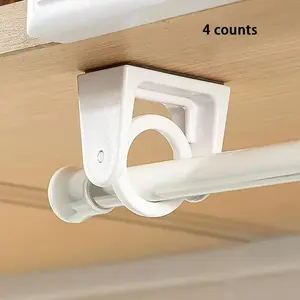 Curtain Rod Holder, Easy-Install No-Drill Curtain Rod Holder, 360° Flexible Adhesive Backed Curtain Rod Holder for Home & Office, Adhesive Mount