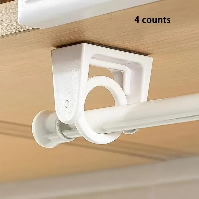 Curtain Rod Holder, Easy-Install No-Drill Curtain Rod Holder, 360° Flexible Adhesive Backed Curtain Rod Holder for Home & Office