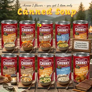 Assorted Canned Soup Set, Chicken, Beef and Vegetable Mix, Chowder, Chili and Potato Styles, Easy Prep Meal Pack, Choose one of your favorite flavors