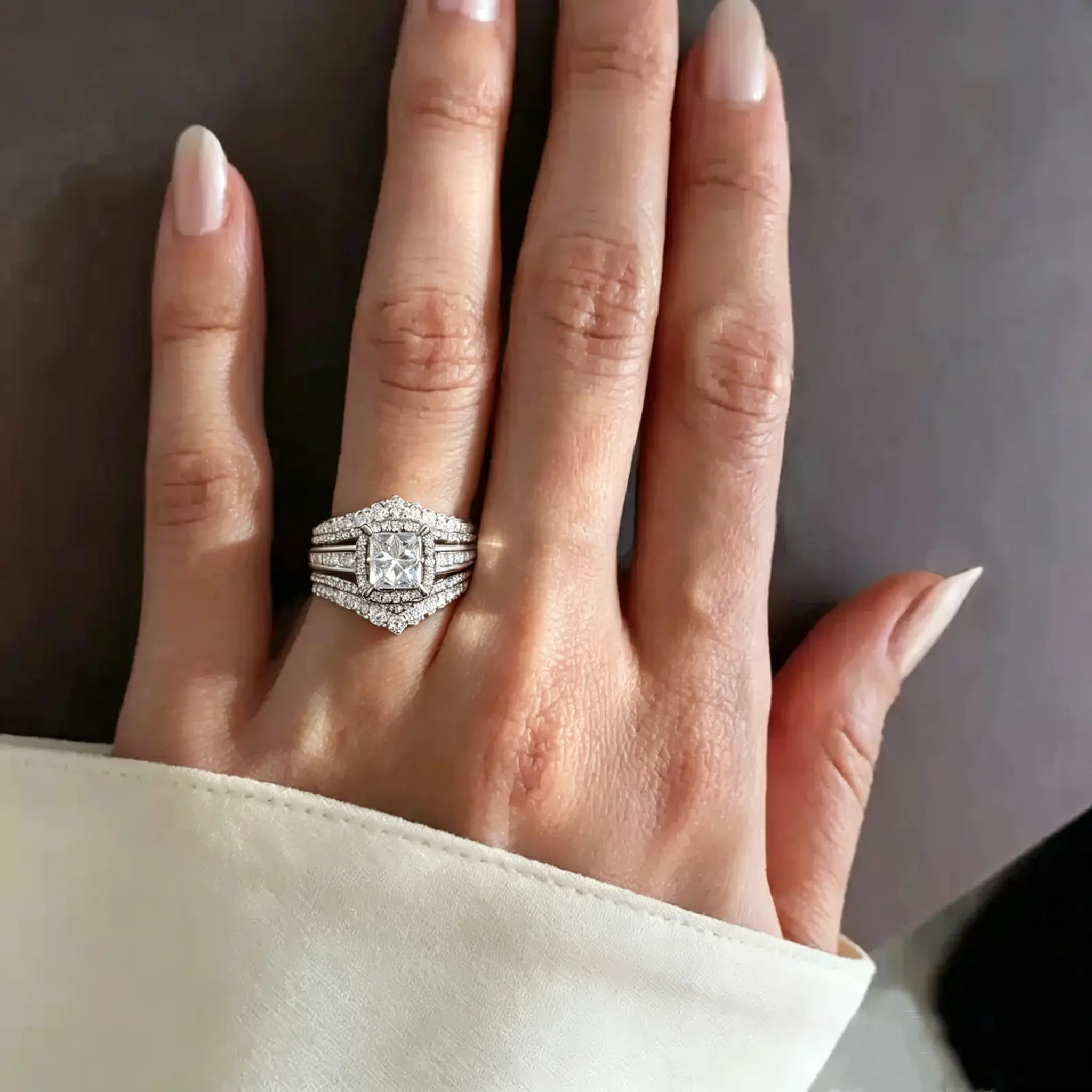 Stylish Double-layer Sparkly Ring for Daily Styling Outfit