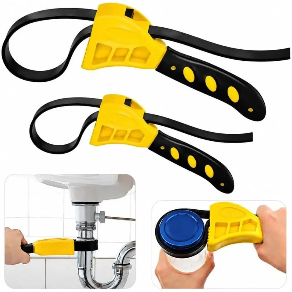 2-Pack Heavy-Duty Adjustable Strap Wrench Set - Non-Slip Rubber Strap Oil Filter Wrench for Plumbing, Automotive & Household Use