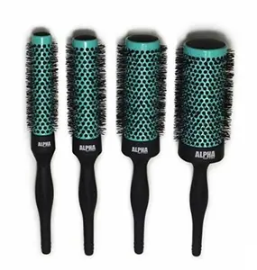 Nano Thermal ceramic Ionic Boar Bristle Professional Hair Brush 4pc Set (Green) By Alpha New York