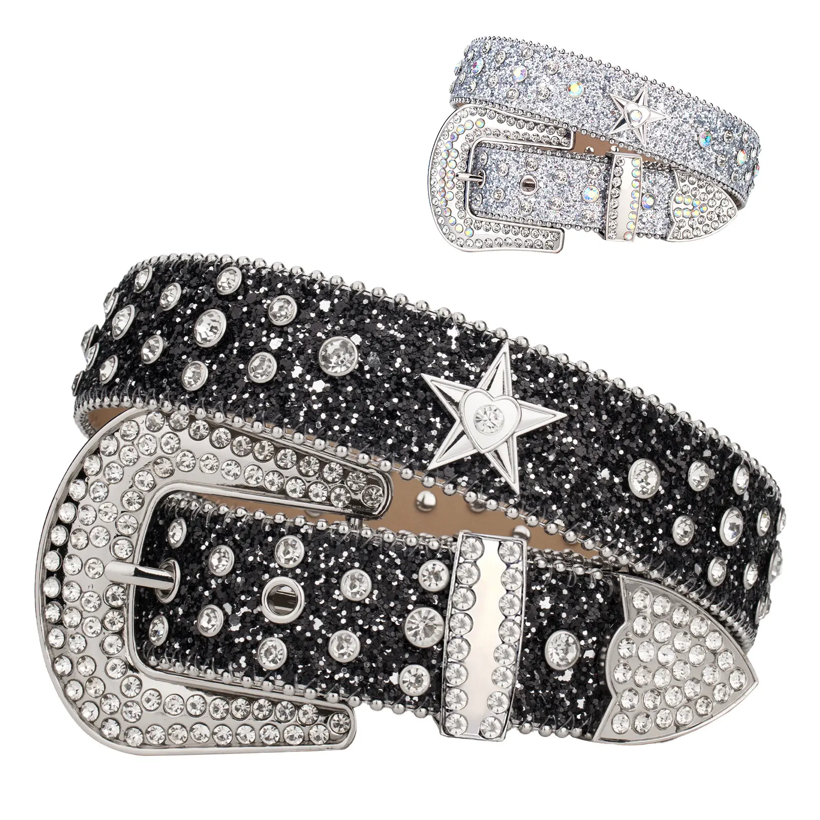 Y2K rhinestone statement belt Belts Rhinestone Leather Belt For Men Women Large... From  main image 2
