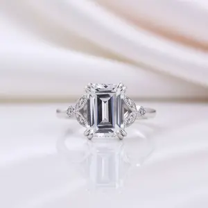 Emerald Cut White Sapphire Engagement Ring