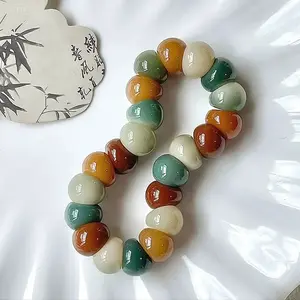 Garlic Clove Bodhi Bracelet | Natural Bodhi Seeds Beaded Bracelets, Zen Fidget Stretch Bracelet Alleviate Anxiety Stress, Protection Healing Bodhi Bracelet  for Women Men