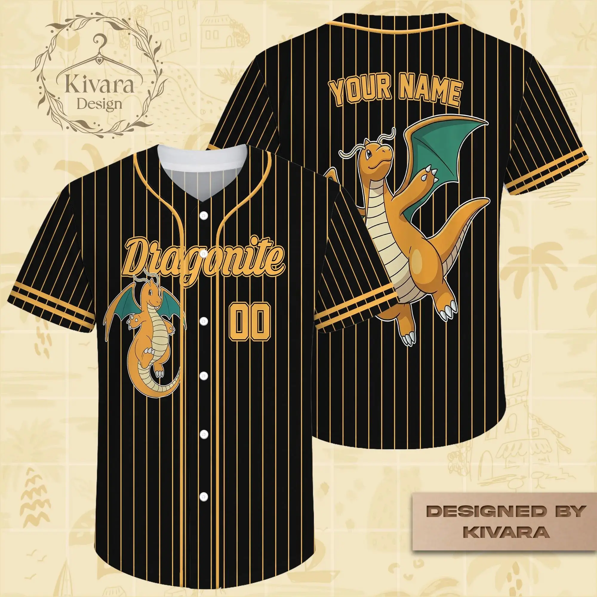 Dragonite Custom Baseball Jersey Personalized Name - Water Dragon Gamer Jersey Shirt Gift