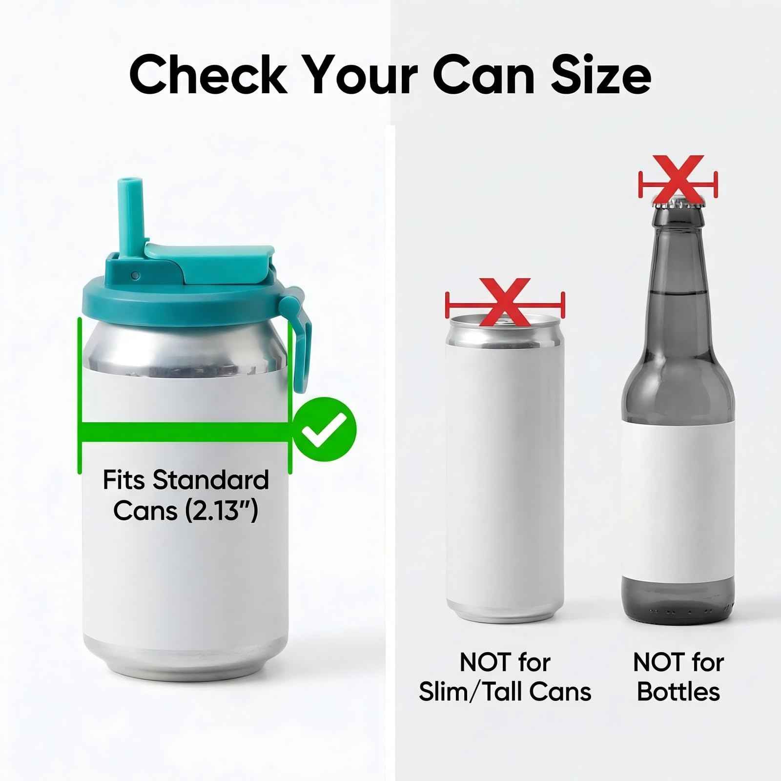 4 PCS Reusable Soda Can Lids with Straw, BPA-Free Drink Covers with Silicone Straws, Leak-Resistant Can Topper for Soda, Juice & Beverages