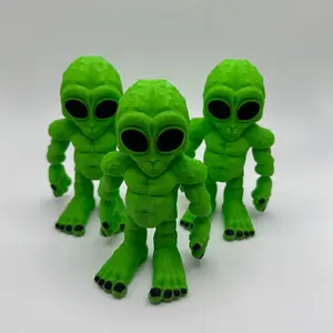 Flexi Alien 3D Printed Figurines – Colorful Desktop Companions with Optional Trash Can