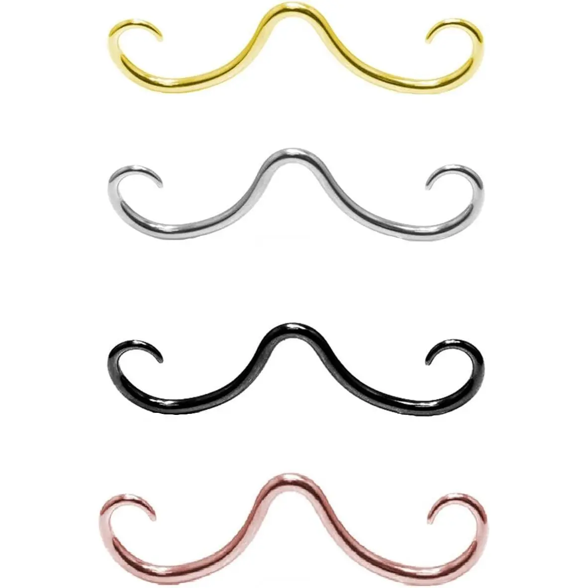 4 count Septum Ring 316L Surgical Steel Septum Mustache Nose Ring Piercing  for Women Men