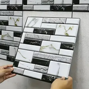 Self-adhesive PVC waterproof sticker, stone texture, thickened foam anti-collision wall panel, suitable for wall renovation, peel and stick vinyl wall decal, rand reusable, for home decoration. Easy installation, beautifies wall panels