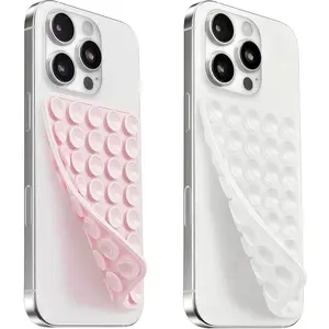 2 Pack Silicone Suction Cup Phone Case Mount Double Sided, Sticky Phone Grip with Higher Suction Power for Cell Phone, Hands-Free Phone Accessories for Selfies and Videos