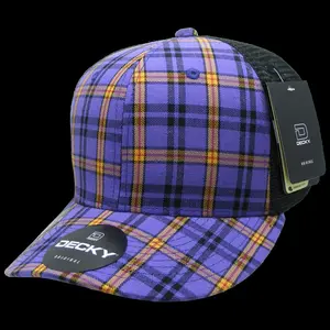 212 MAIN Unisex Cotton-Nylon Snapback Trucker Hat - 6-Panel Mid-Profile Structured Plaid Mesh 6018-246, 246-Black, 1 Size Fits Most, Men's Accessories, Casual