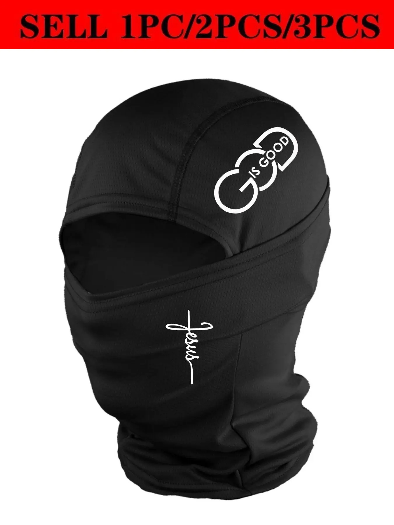 3pcs/2pcs/1pc Unisex Cross and GOD IS GOOD Letter Printing Balaclava Mask Neck Gaiter Headwear Breathable Ski Mask for Men Women Outdoor Sports Hiking Fishing Commuting Suitable for Daily Wear Full Balaclava Ski Face Mask