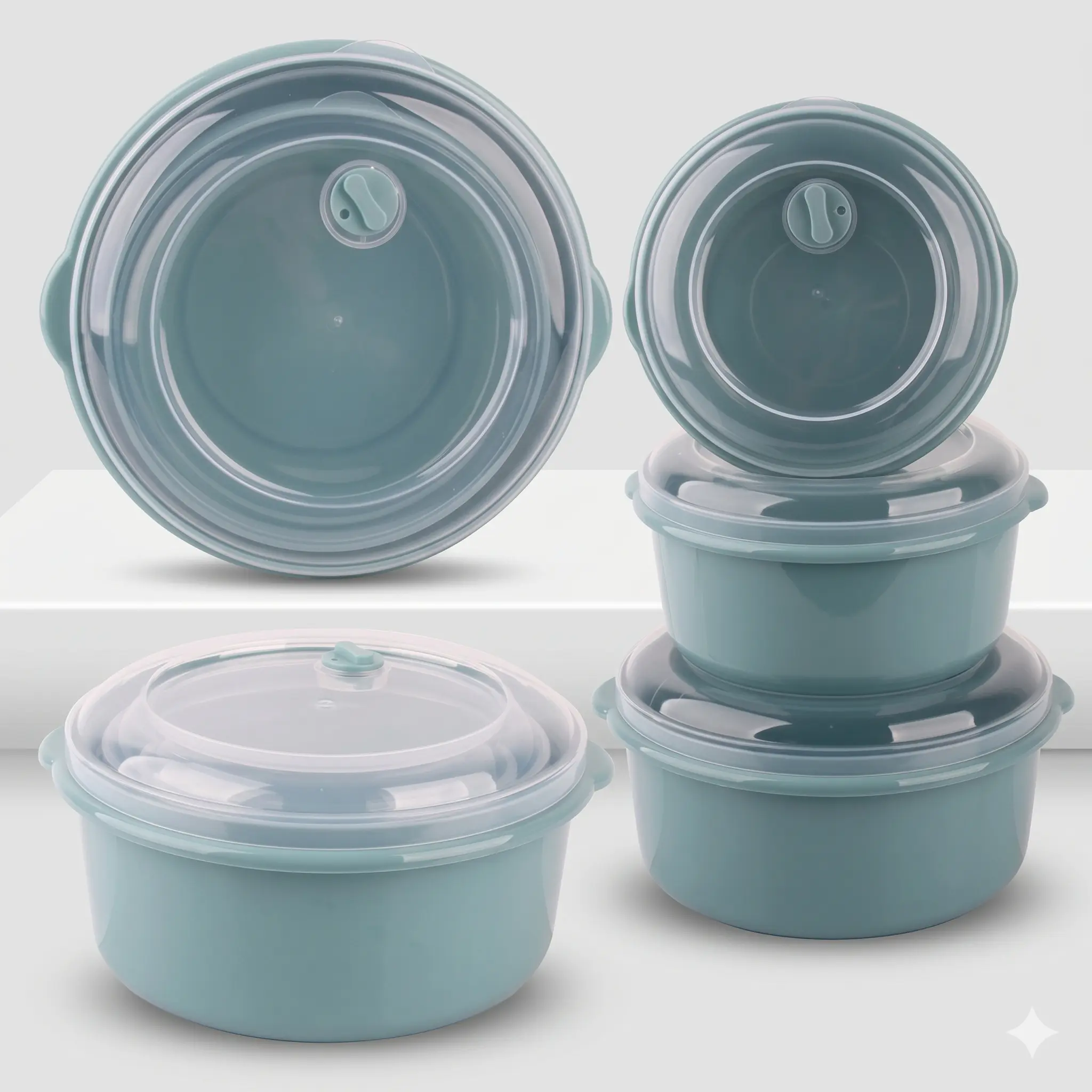Fresh Guard Kitchen Plastic Airtight Nesting Meal Prep Containers - 6pc Set with Steam Vent Lids, Kitchen Utensils Preserving Containers