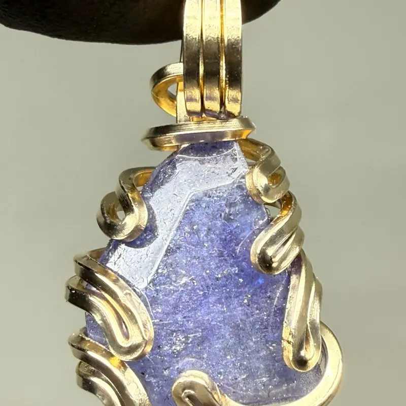 Large Tanzanite Gold Filled PENDANT Artisan Crafted Unique Design 14/20 yellow gold filled