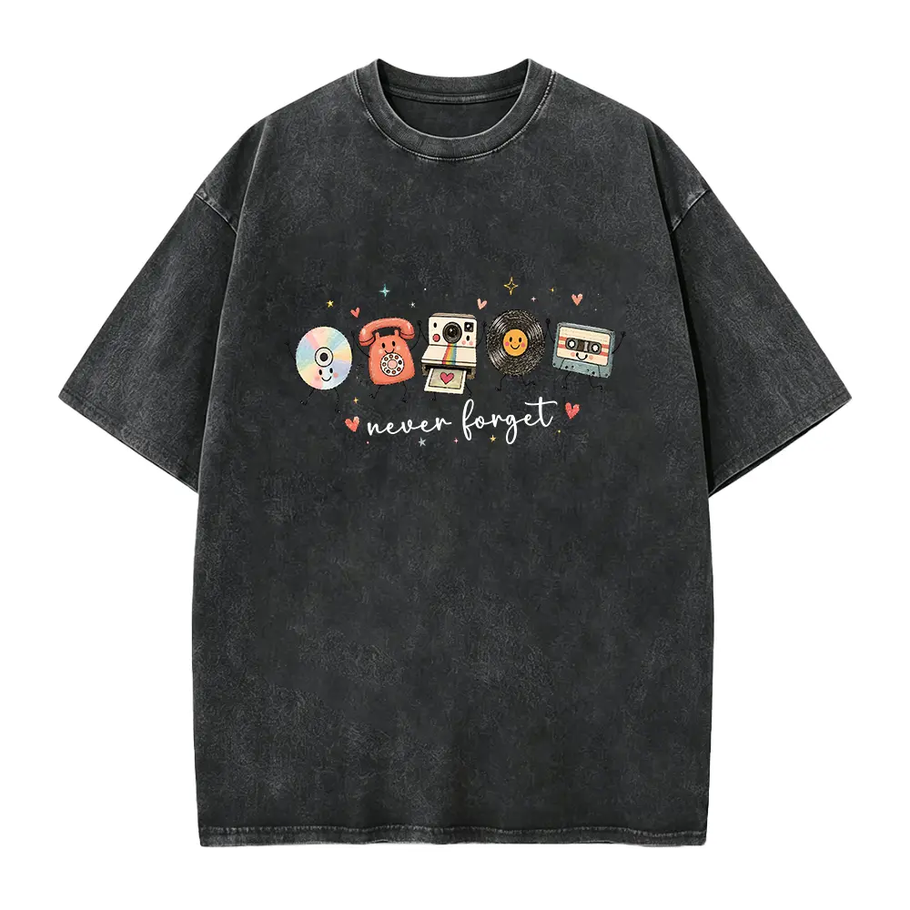 Never Forget Shirt, 90s Nostalgia T-shirt, Gen X Birthday Gift, Polaroid Camera Vinyl Record Cassette Tape Shirt, Y2K Shirt