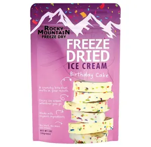 Freeze Dried Ice Cream - Organic Ice Cream - Vanilla, Strawberry, Chocolate, Cookies and Cream, Cookie Dough and Birthday Cake Ice Cream - Rocky Mountain Artisan Crafted Crunchy Creamy No Melt Ice Cream Freeze Dried Candy (1 OZ, Birthday Cake)