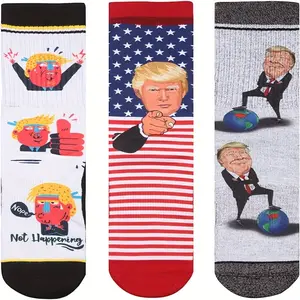 3 pairs of socks men's novelty socks presidential crew cotton pattern socks funny sock