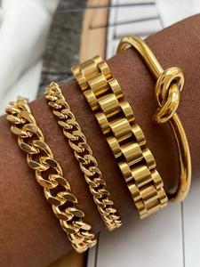 minimalist chain & knot design bangles bracelets, fashionable jewelry for women & men, trendy all-match & exquisite jewelry for birthday gift, bracelets for women