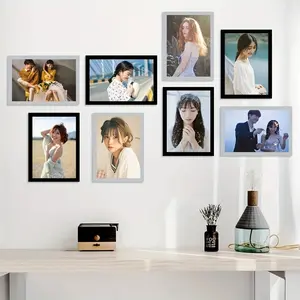 Modern Magnetic Wall-Mounted Photo Frames, Self-Adhesive Portable Plastic Display Frame, Vertical Matte Surface, Simple Decorative Folders