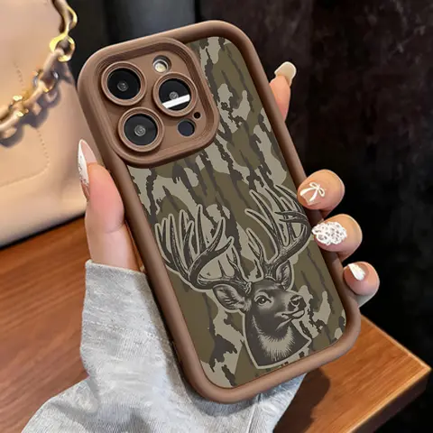 Customized Wild Deer Camo Aesthetic Silicone Smartphone Case Accessory - Protective, Shockproof, Thin Frame, Camera Protector, Durable Fit for iPhone 17 Air/16/16e/15/14 Plus/14/13/12/11 Pro Max/X/XS