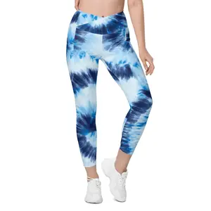 Blue Tye-Dye LaLa D&C  Crossover leggings with pockets