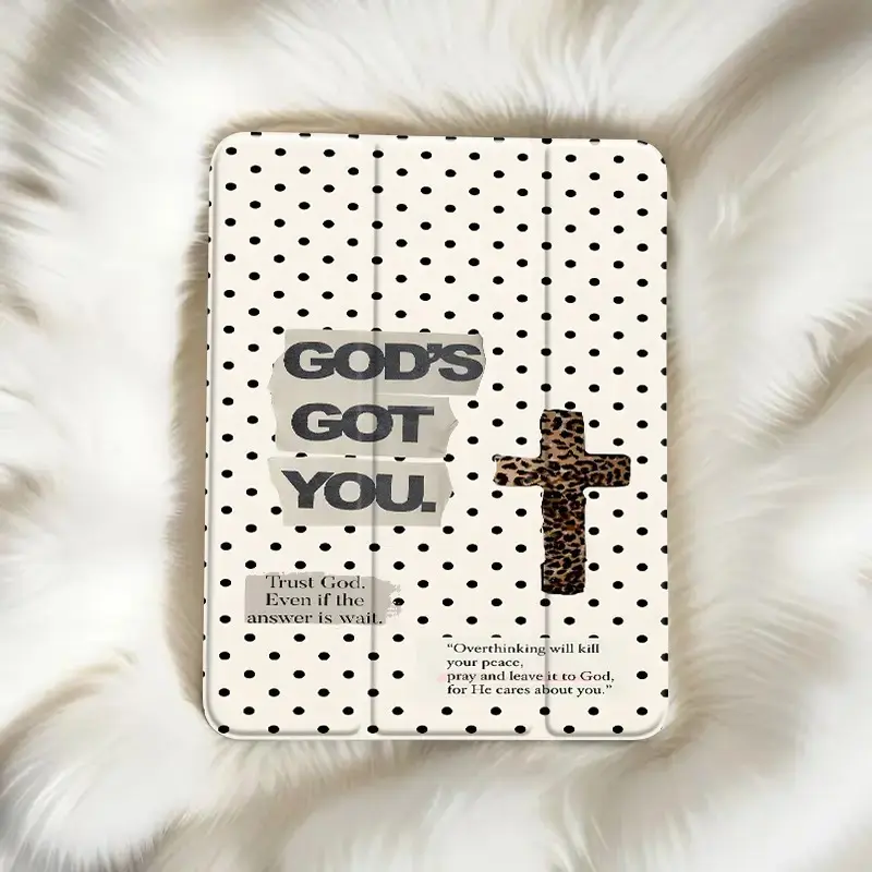 God's Got You Christian iPad Case – Leopard Cross Bible Verse iPad Cover, Faith-Based Polka Dot Tablet Case, Protective Smart Folio for iPad Pro, Air & Mini