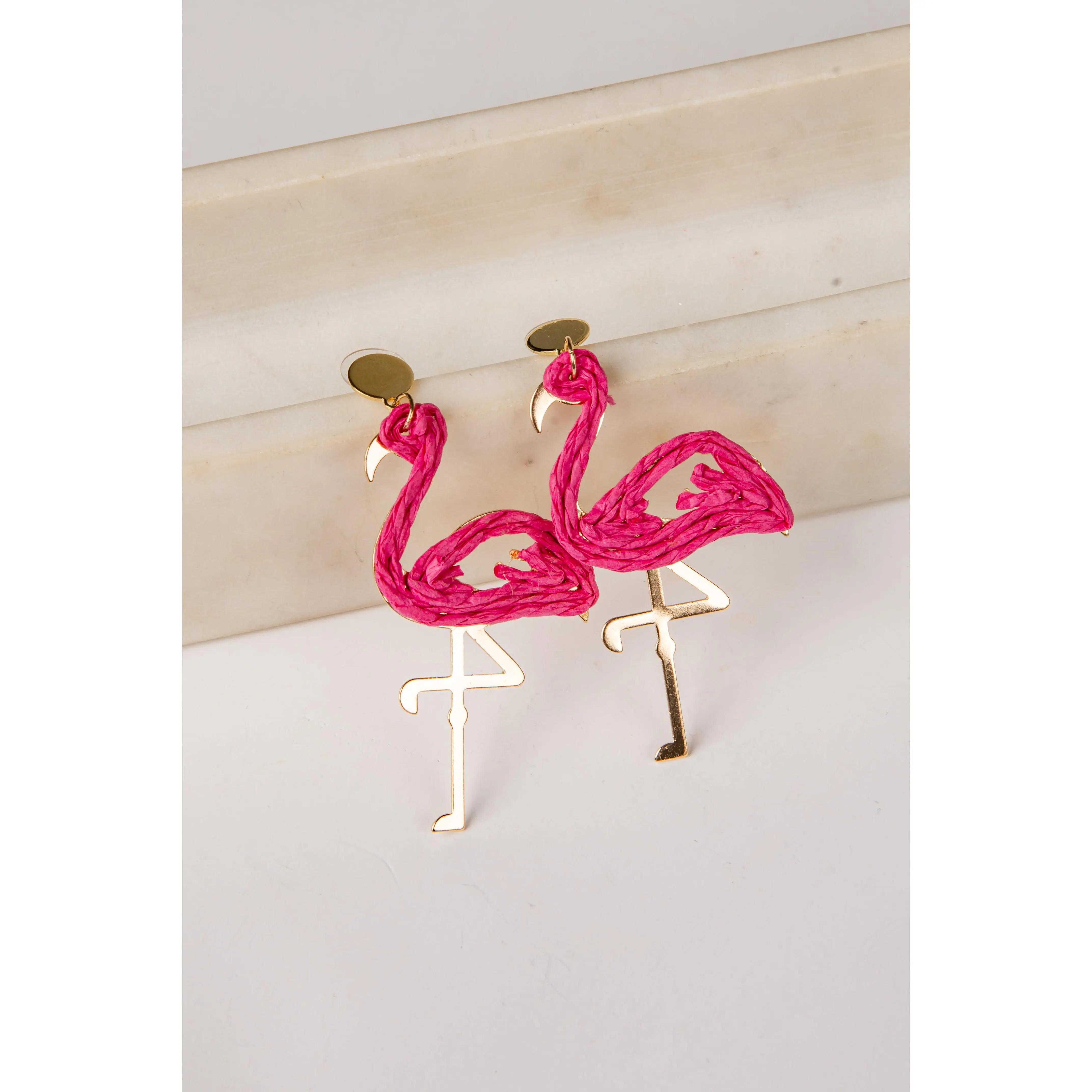 Delilah Flamingo Hot Pink Drop Earrings