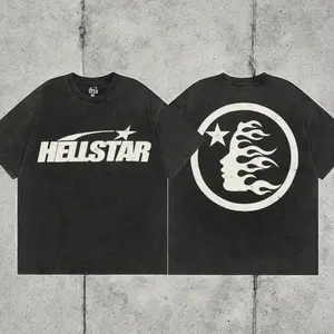 Hell-star Logo Y2K Aesthetic T Shirt, Harajuku Tee, Goth Punk T-Shirt, Alternative Clothing, Y2k Graphic Shirt, Shirt, Cotton Shirt, Vintage Shirt, Crewneck Shirt, Streetwear, Oversized T-Shirt Casual Top Unisex INS BM5 2LX 52W