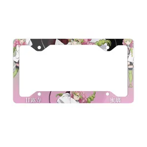 Kanroji Mitsuri License Plate Frame - Demon Slayer Love Hashira Anime Car Accessory - High Quality Pink & Green Aesthetic License Plate Frame - Cute Anime Fan Gift