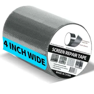 Window Screen Door Repair Tape, 4inx20FT Grey, Fiberglass Screen Mesh Repair, 3-Layer Strong Adhesive, Waterproof Covering Mesh