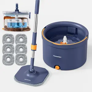 Spin Mop and Set, Mop with Separate Dirty System, Deep-Mops for Floors/Wall, Versatile Mops with 6 Microfiber Mop Pads