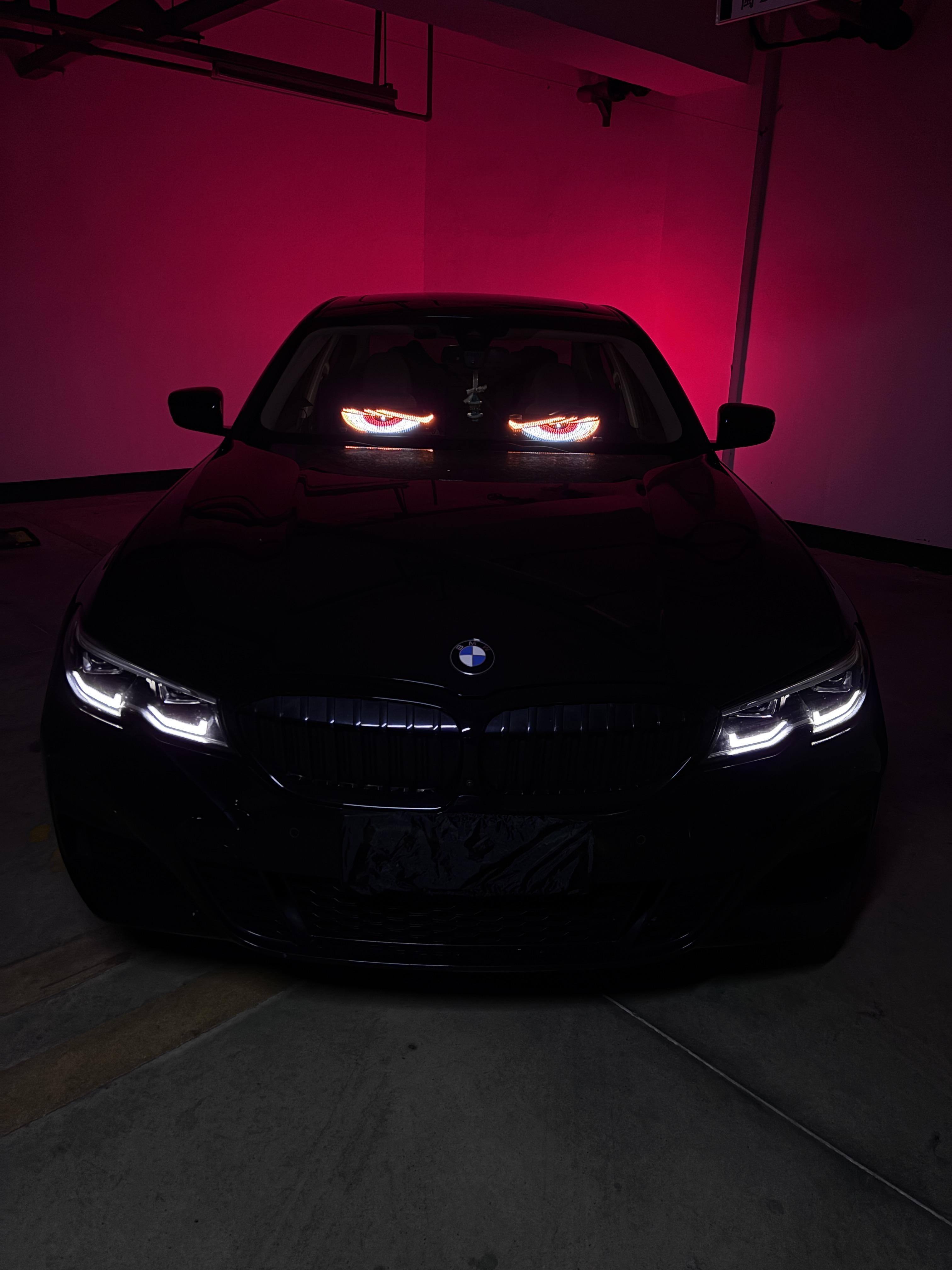 Devil Eyes USB LED Windshield Light 2 Modes Plug & Play Car Truck SUV Window Decor Universal Automotive Accessory Greenish Spring Illuminated Emblem