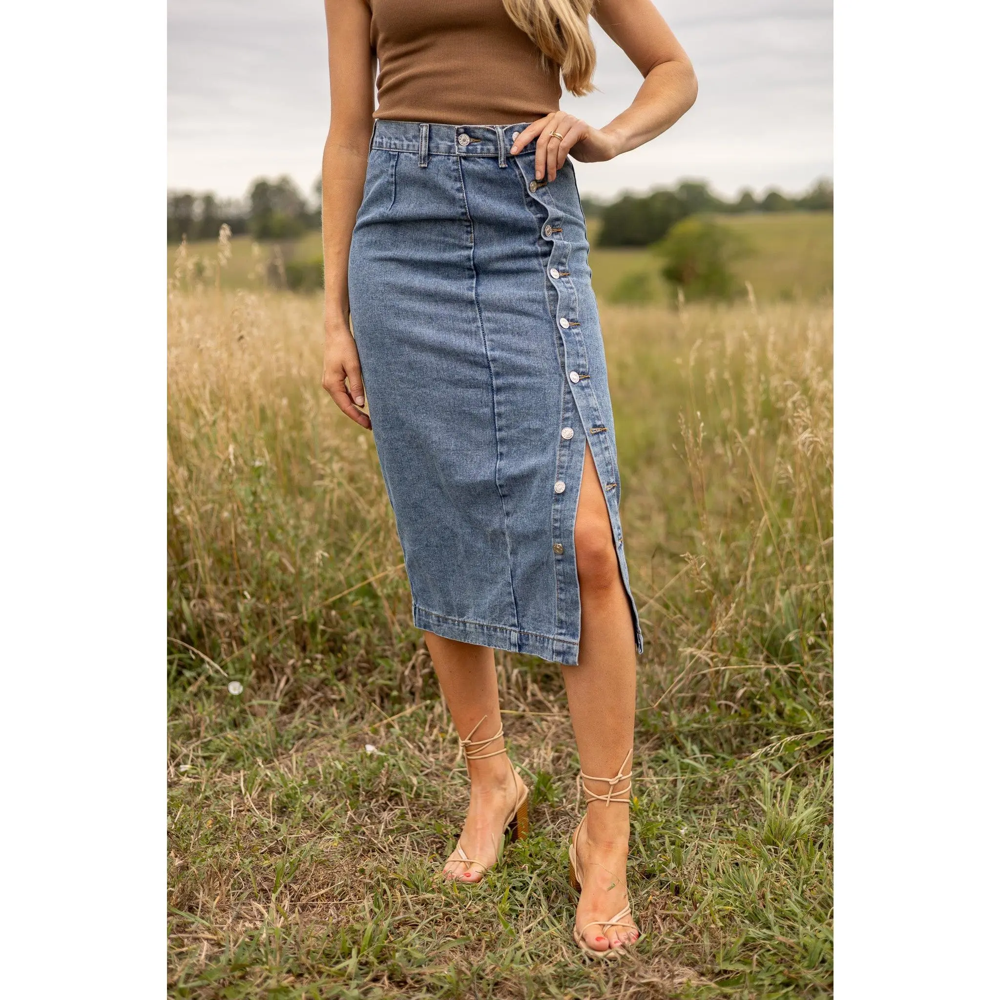 Taylor Denim Midi Skirt