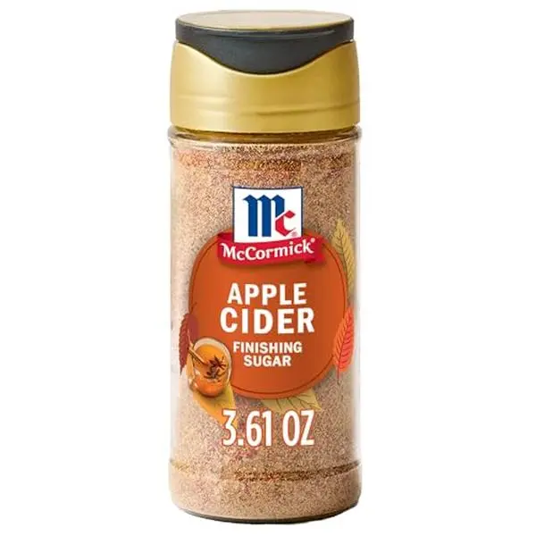 McCormick Finishing Sugar, Apple Cider, Limited Edition, Sweet Blend of Tart Apple and Warm Spices, For French Toast, Cookies, Muffins, Pancakes, Donuts, and More, 3.61 oz