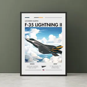 USAF Aviation, Multirole Fighter Aircraft, Lockheed Martin F-35 Lightning II Print, Plane Poster, Air superiority Fighter, Man Cave, Unframed