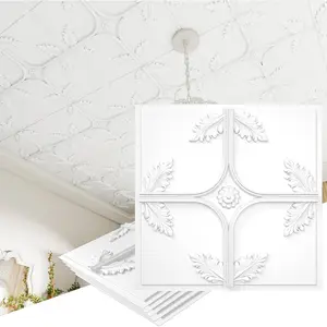 24 PCS 2x2 FT Cross Leaf Decorative Ceiling Tiles 24x24 Inch 3D Modern Minimalist Ceiling Panels PVC Waterproof Cuttable Material Ideal for Living Room Bedroom Cover 96 Sq.Ft